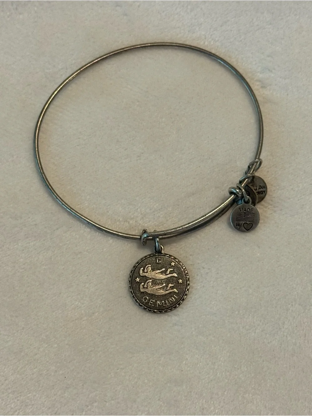 Alex and Ani Gemini Zodiac Expandable Silver-Tone Bangle Bracelet